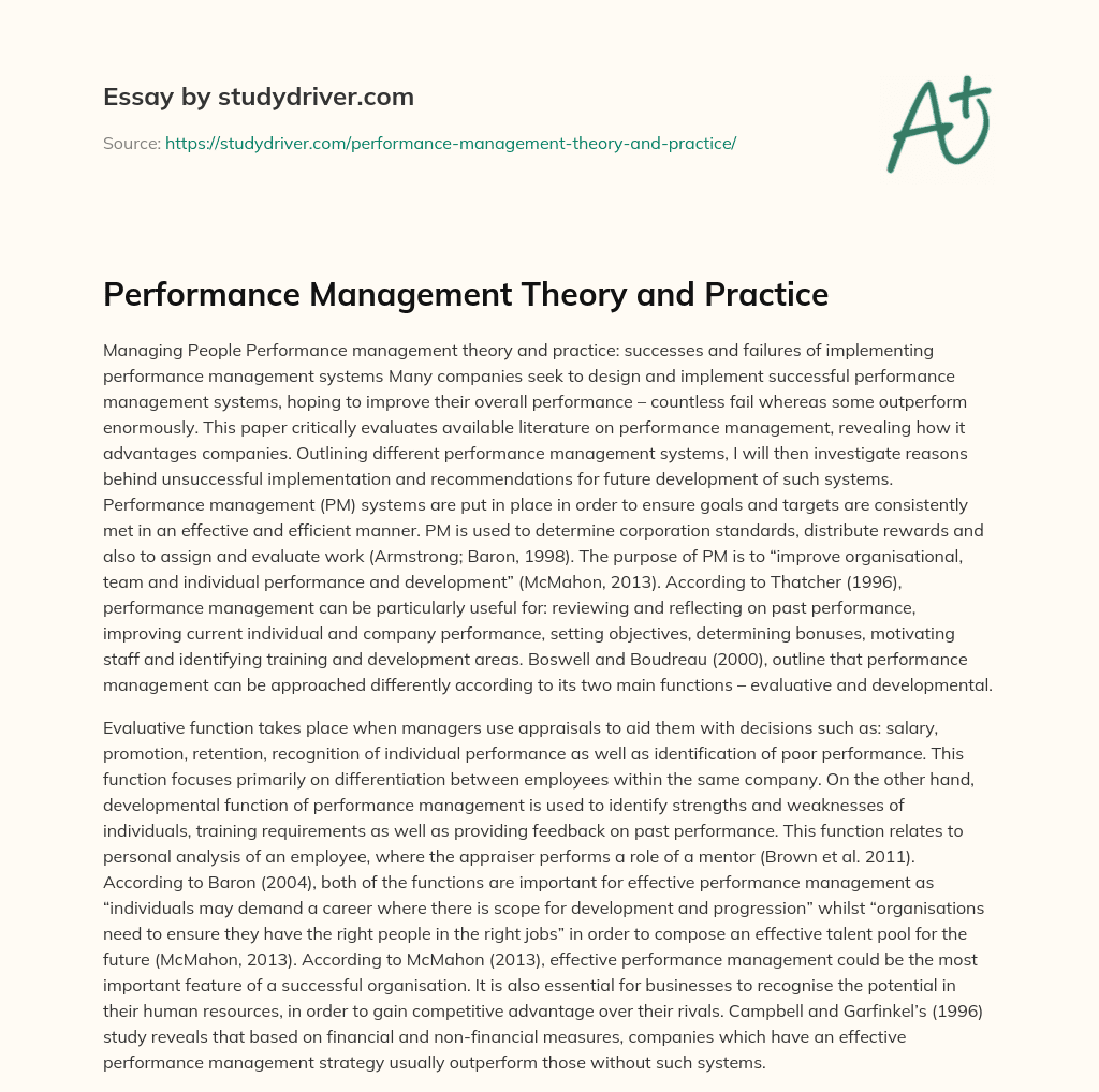 performance management case study examples