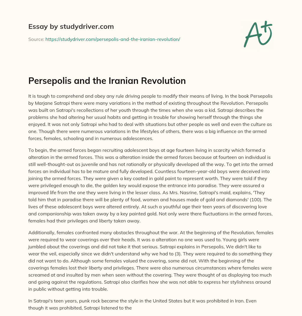 Persepolis and the Iranian Revolution essay
