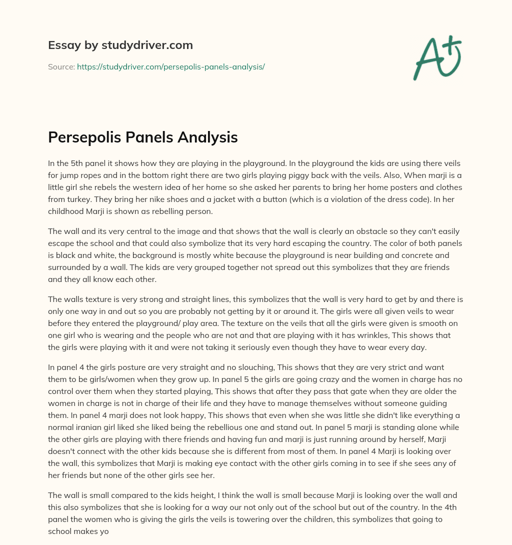 Persepolis Panels Analysis essay