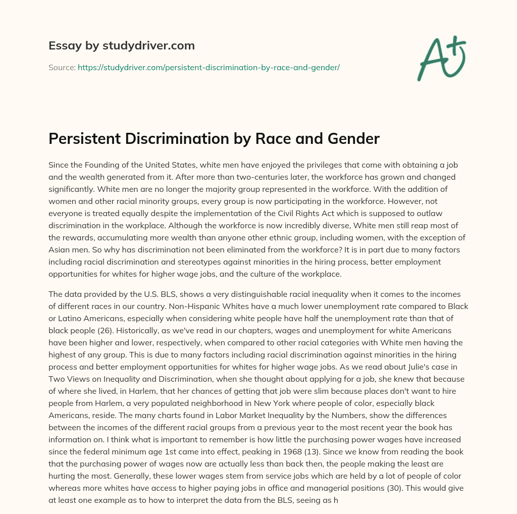 Persistent Discrimination by Race and Gender essay