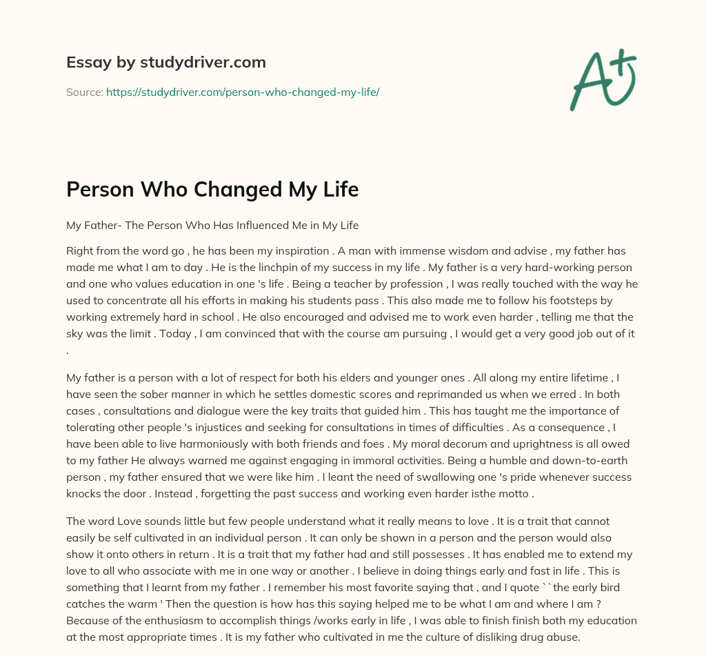 Person who Changed my Life essay