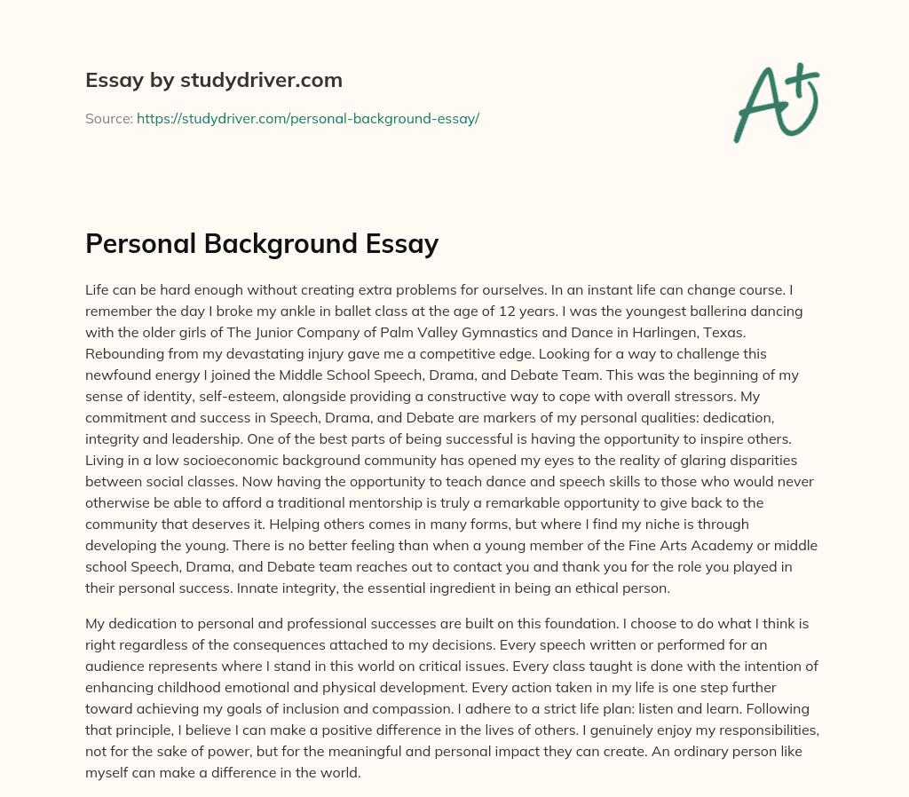 personal background essay