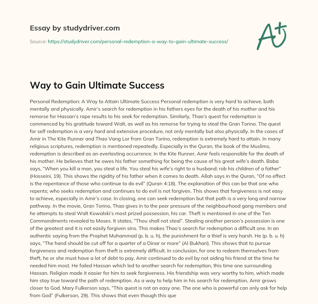 Way to Gain Ultimate Success essay