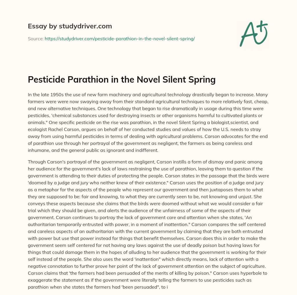 Pesticide Parathion in the Novel Silent Spring essay