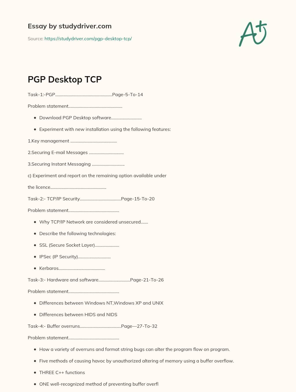 PGP Desktop TCP essay