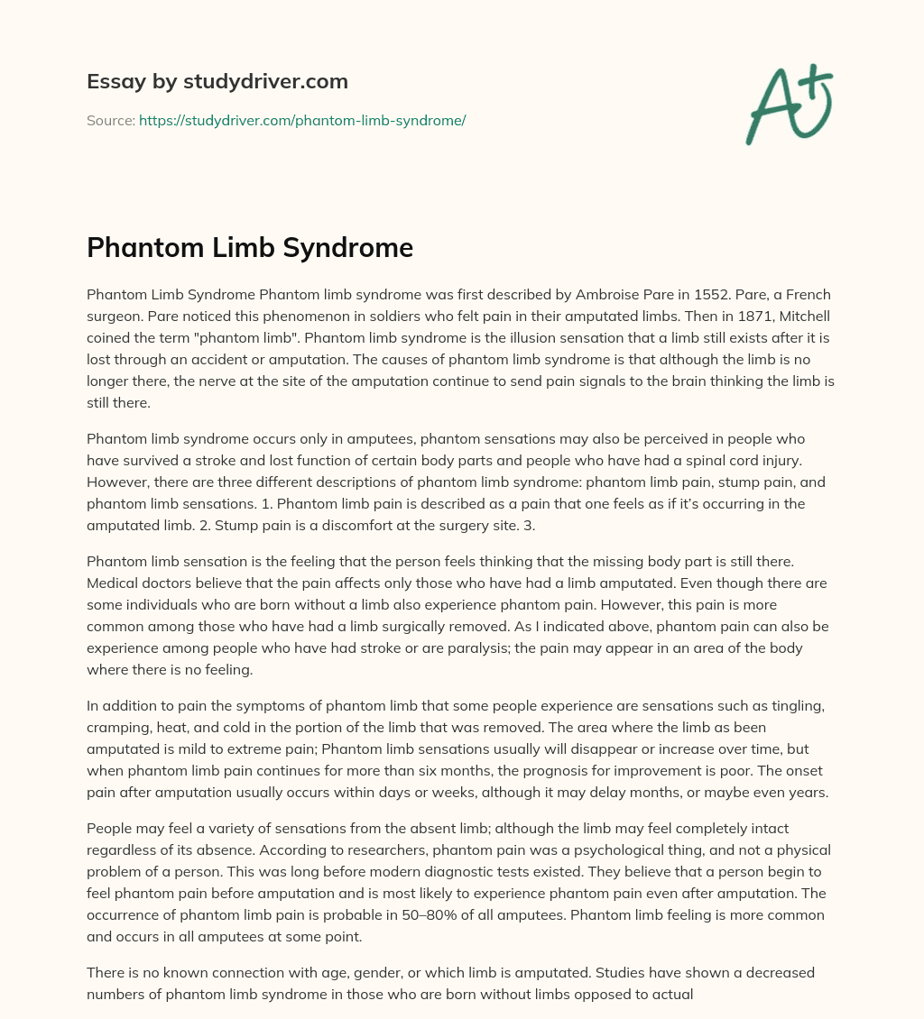 Phantom Limb Syndrome essay