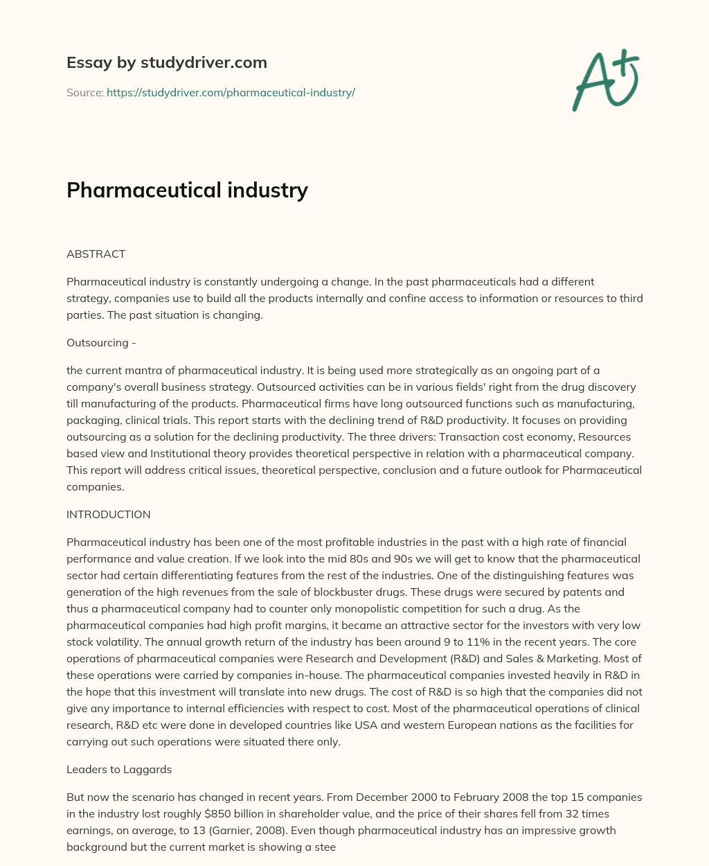 expository essay on pharmaceutical technology