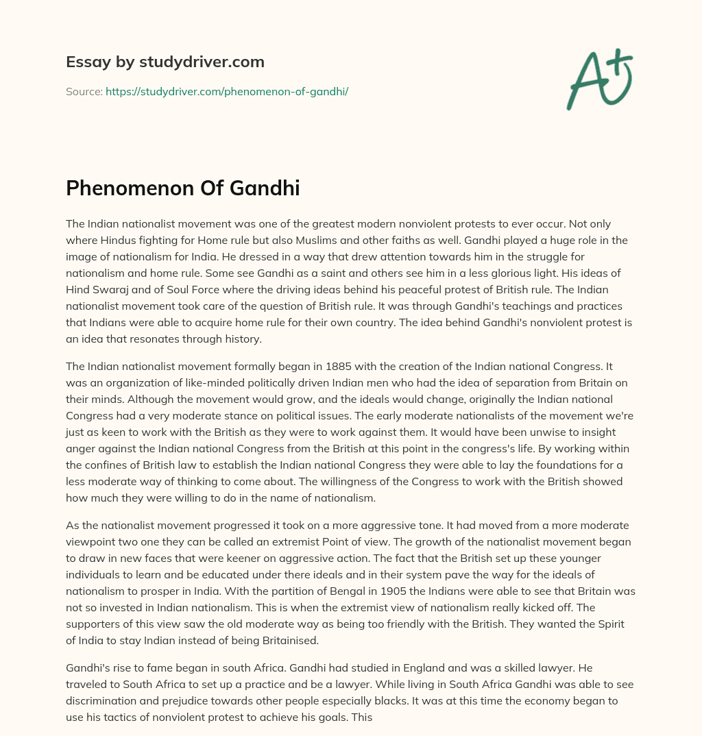 Phenomenon of Gandhi essay