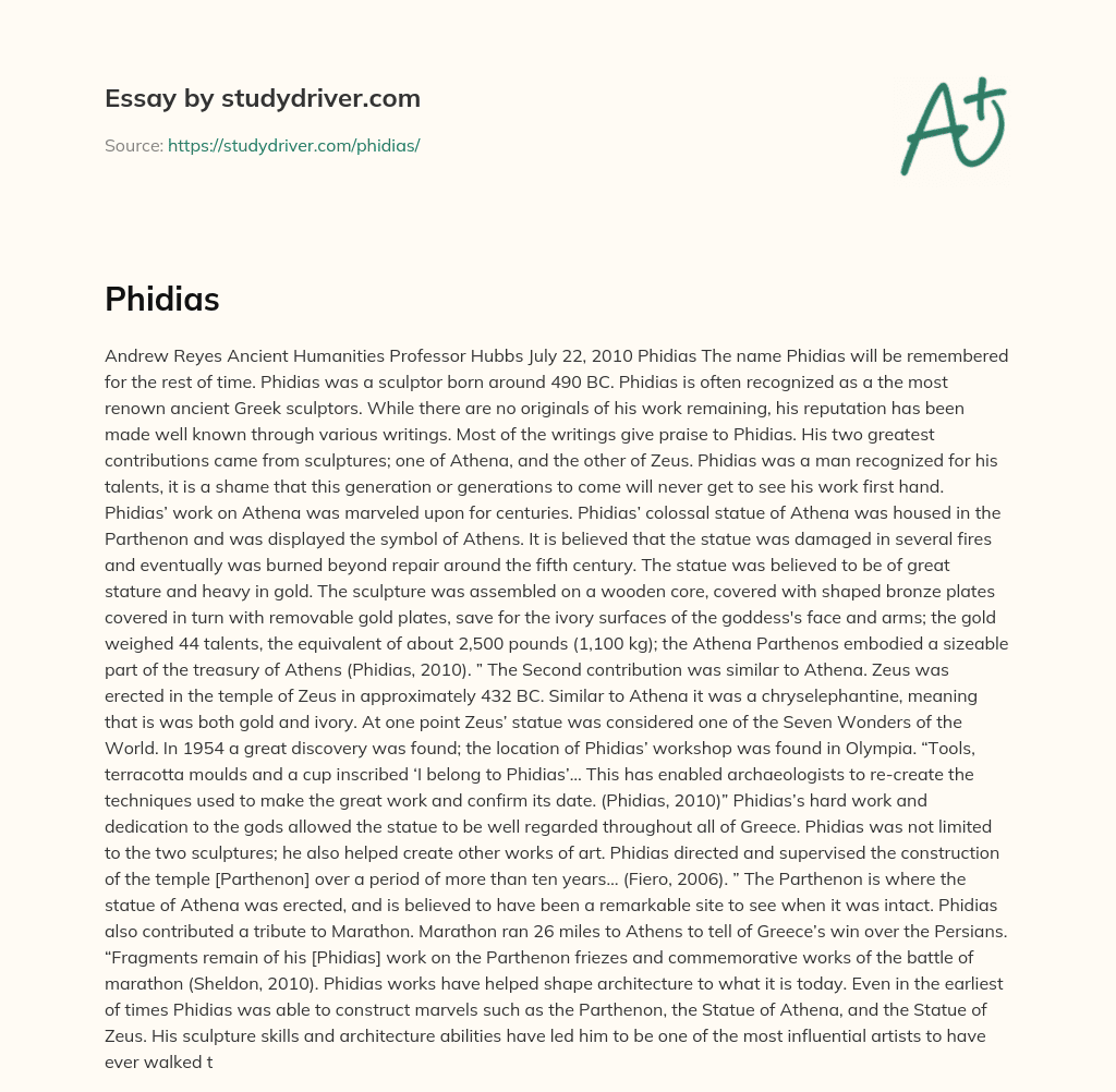 Phidias essay