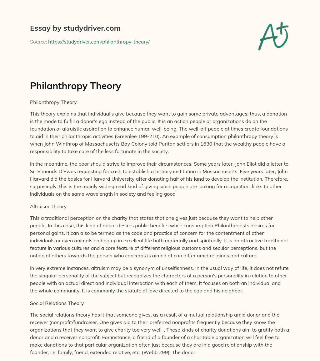 Philanthropy Theory essay