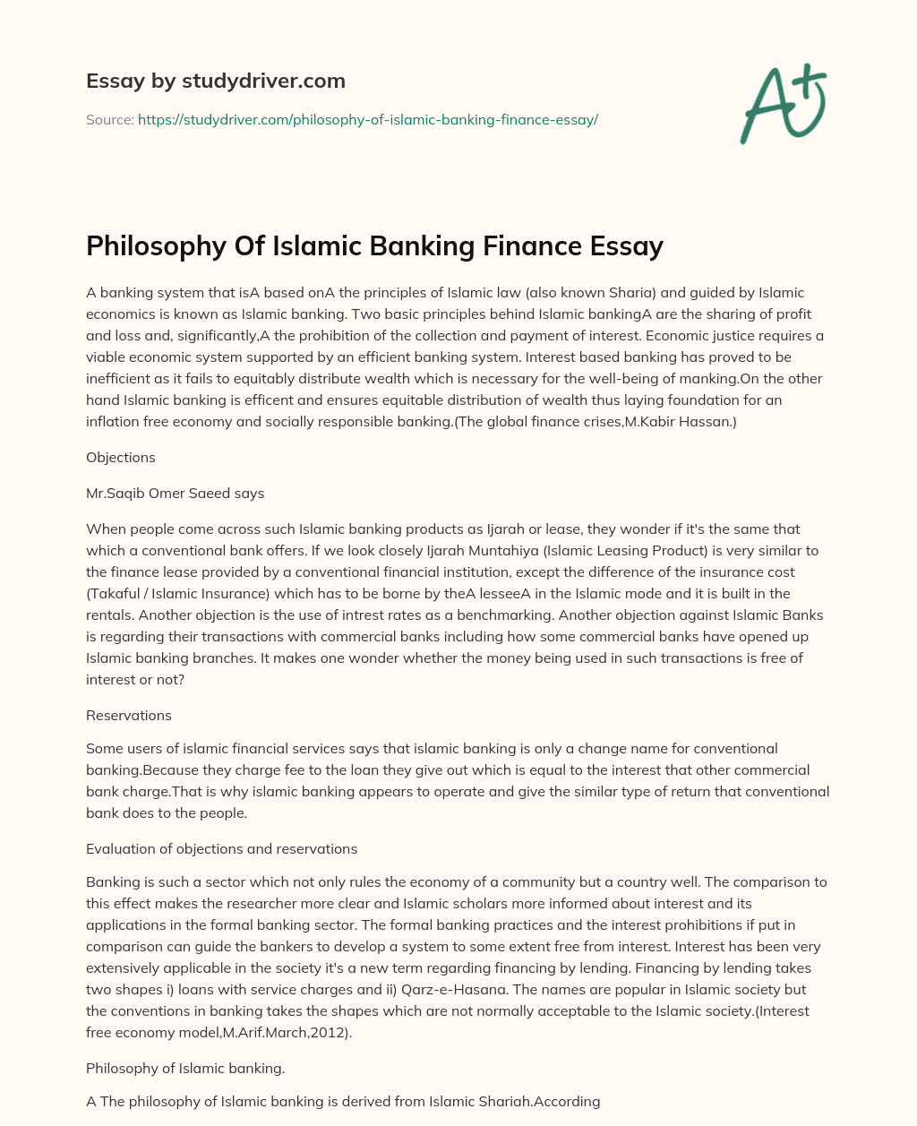 Philosophy of Islamic Banking Finance Essay essay