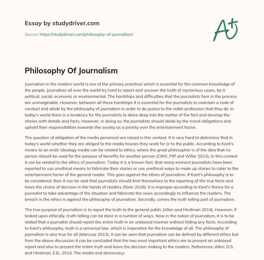 Philosophy of Journalism essay