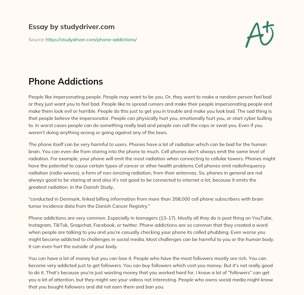 Phone Addictions essay