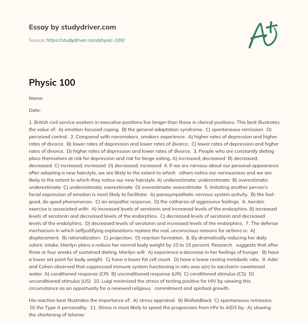 Physic 100 essay