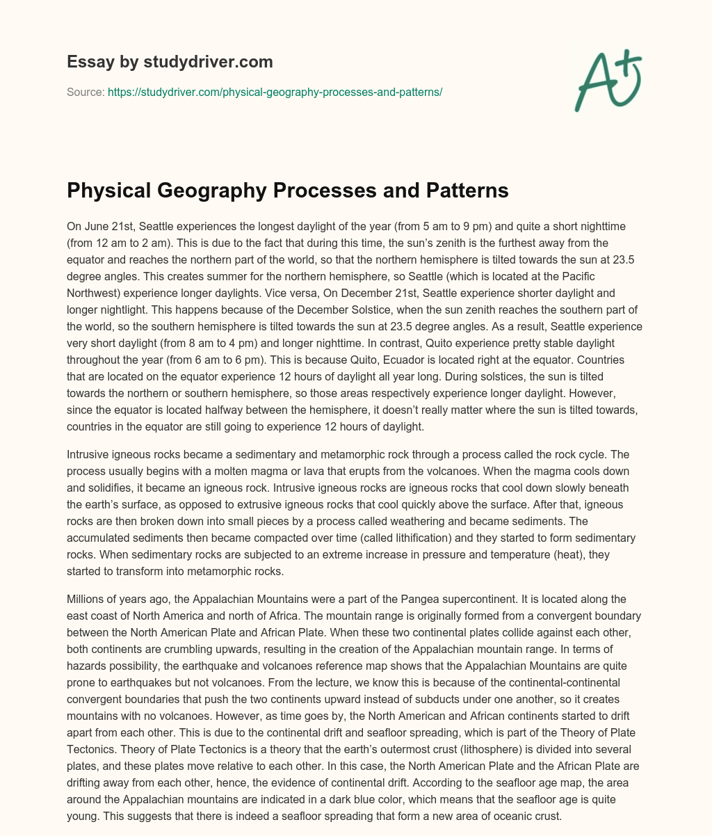 Physical Geography Processes and Patterns essay