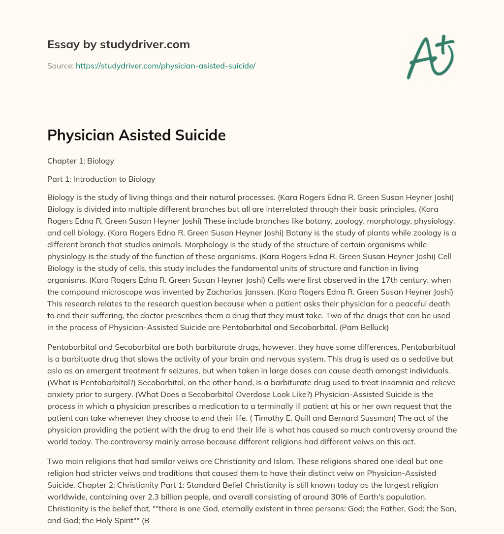 Physician Asisted Suicide essay