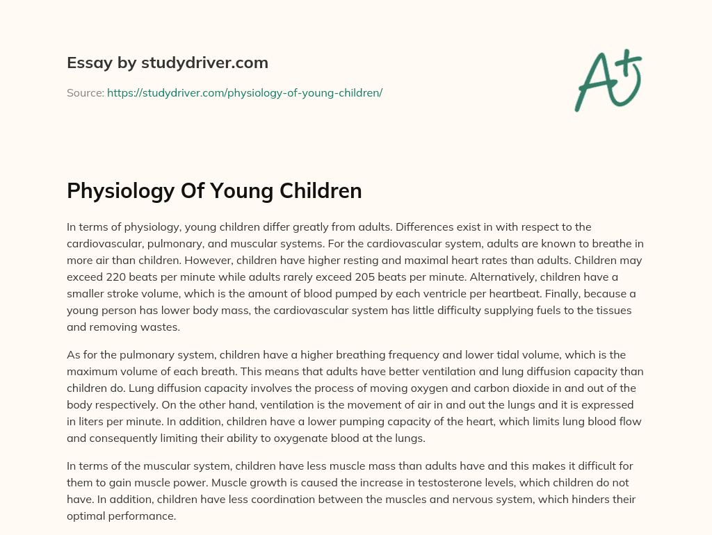 Physiology of Young Children essay