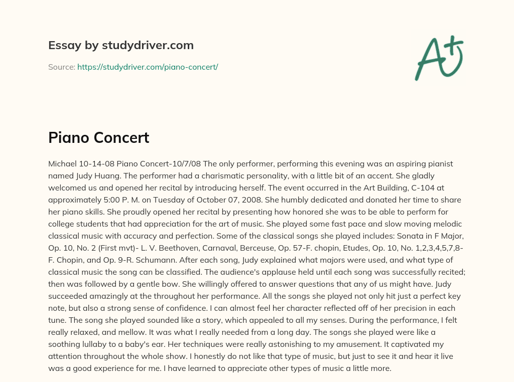 Piano Concert essay