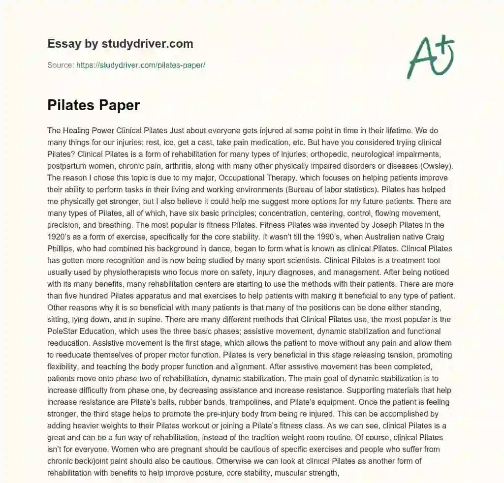 Pilates Paper essay