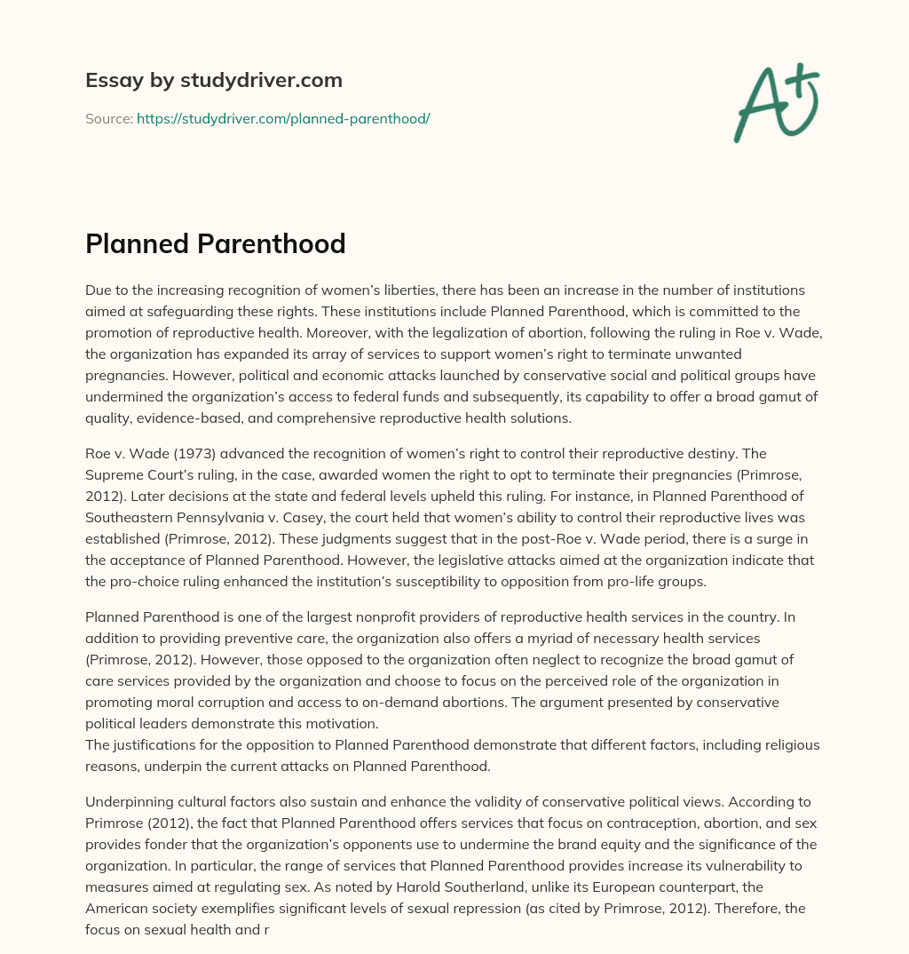 Planned Parenthood essay