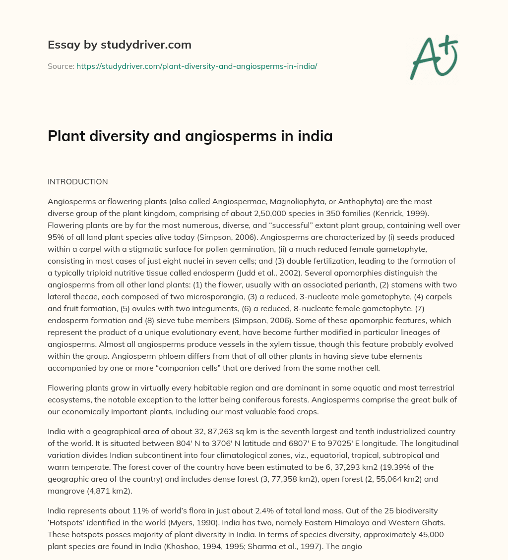 Plant Diversity and Angiosperms in India essay