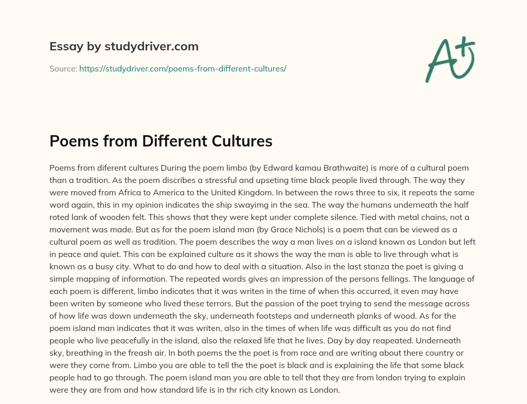 Poems from Different Cultures essay