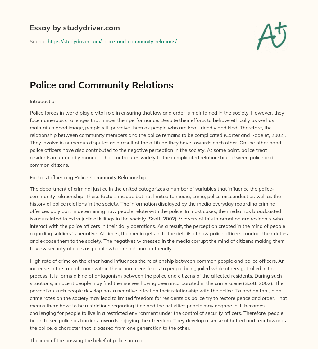 Police and Community Relations essay