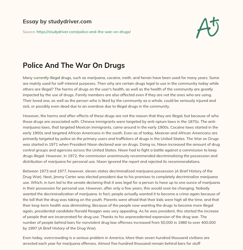 Police and the War on Drugs essay