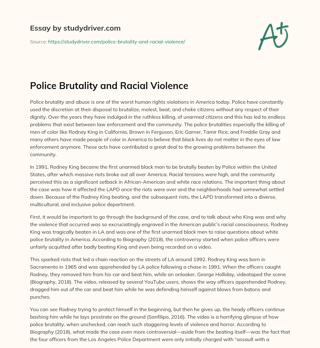Police Brutality and Racial Violence essay