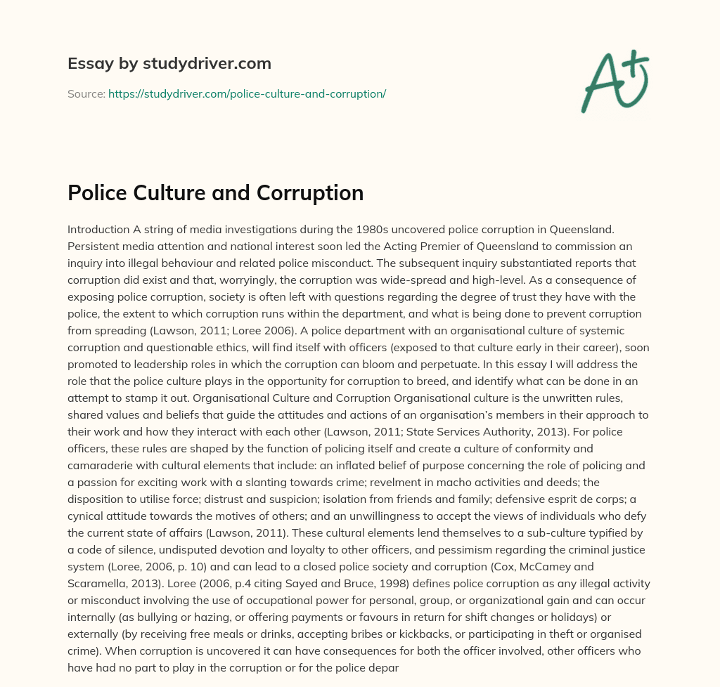 police corruption essay introduction