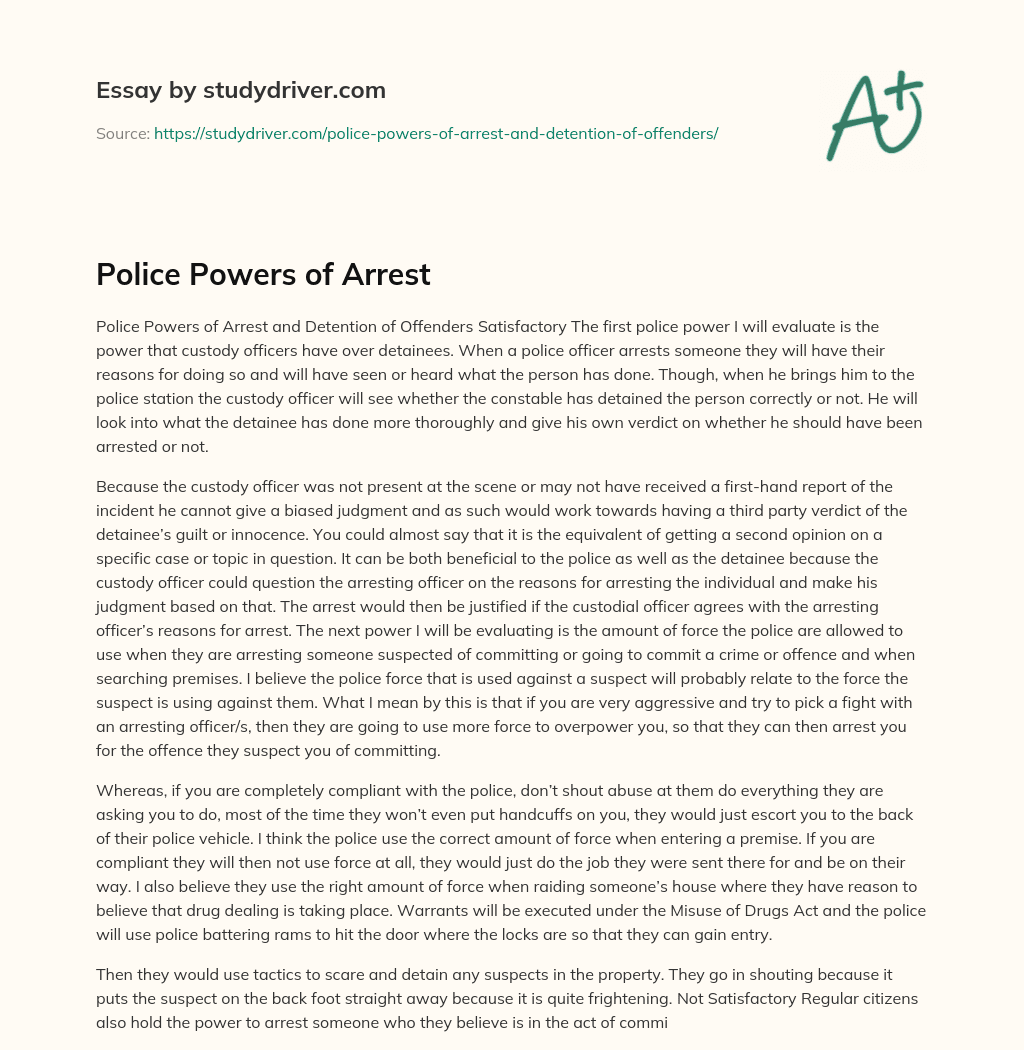 Police Powers of Arrest essay