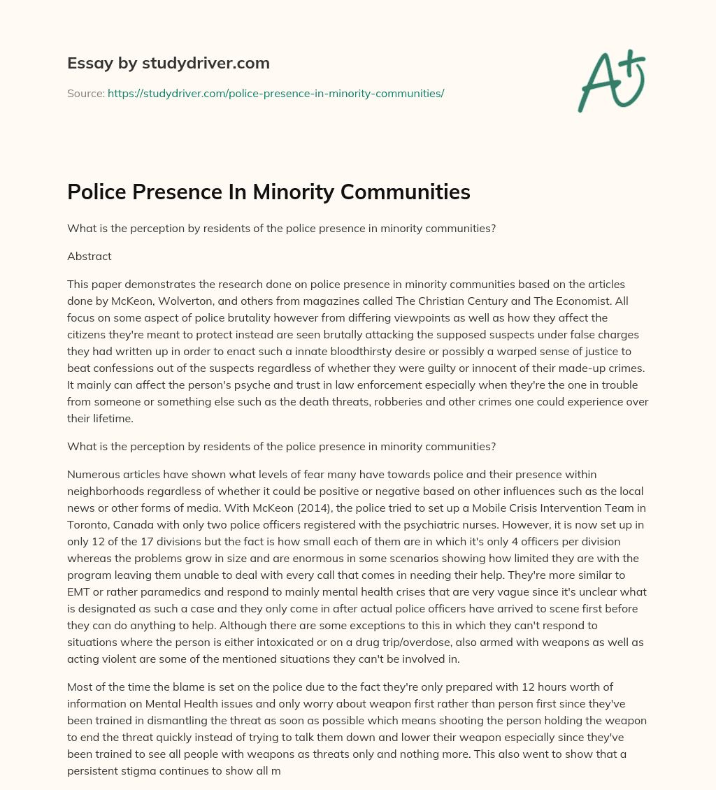 Police Presence in Minority Communities essay