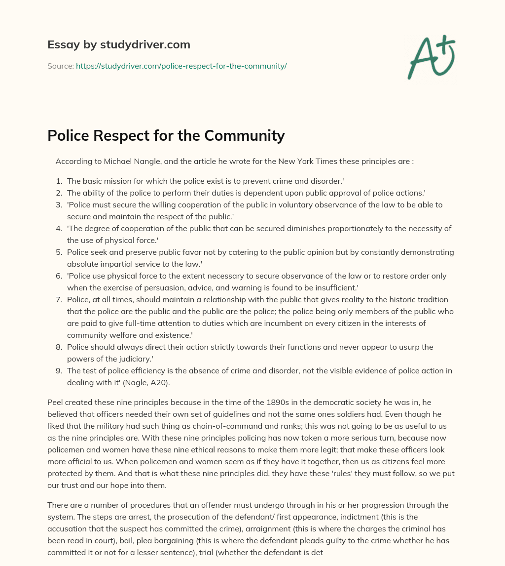 Police Respect for the Community essay