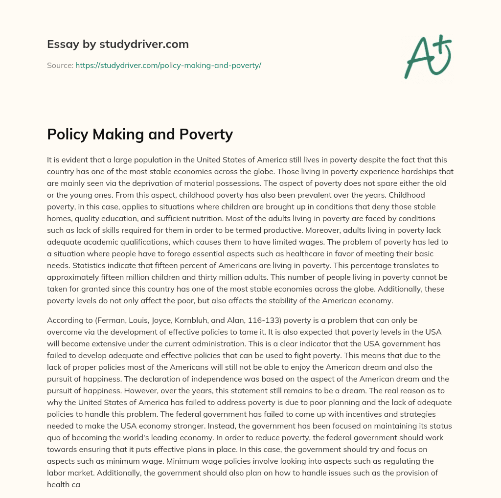 Policy Making and Poverty essay