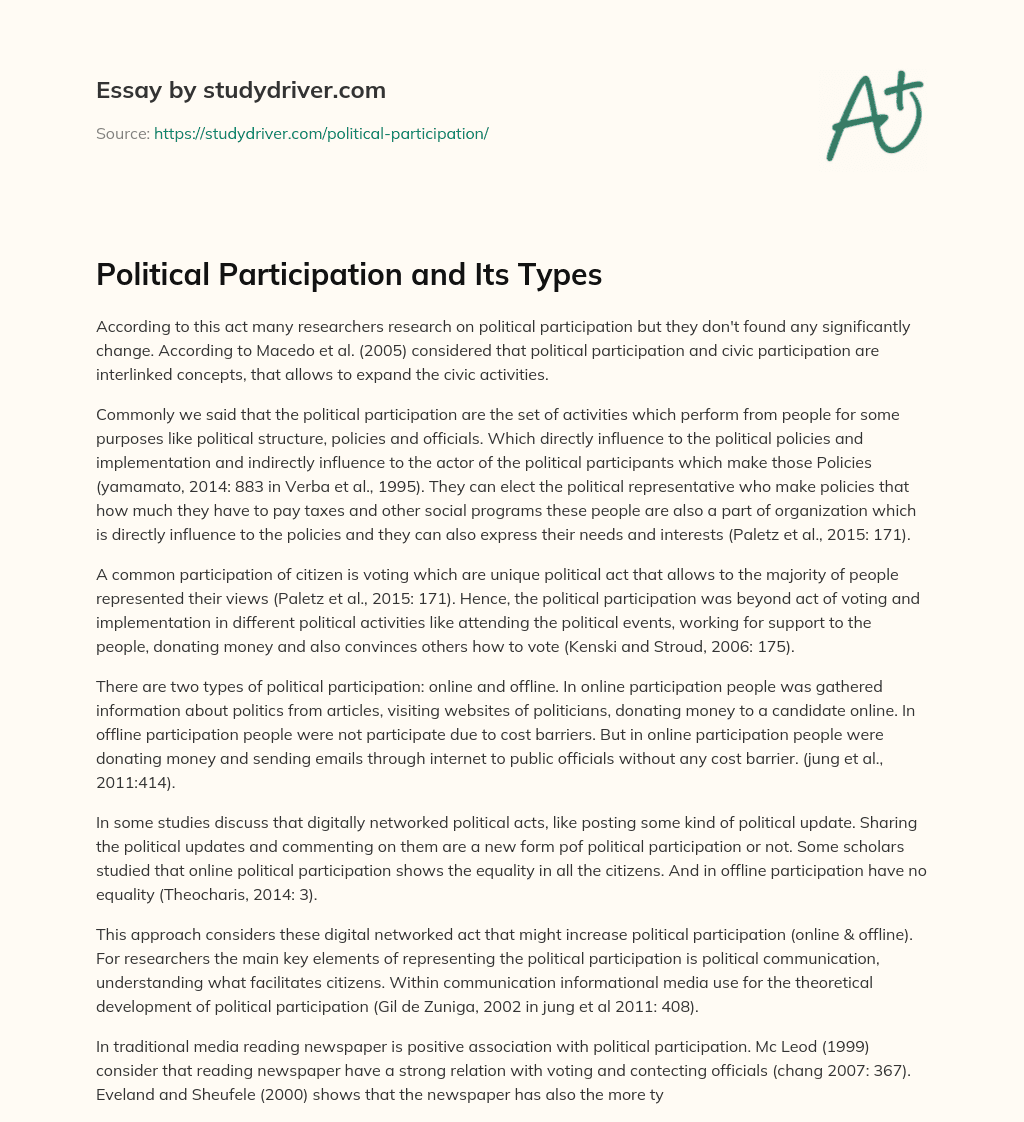 Political Participation and its Types essay