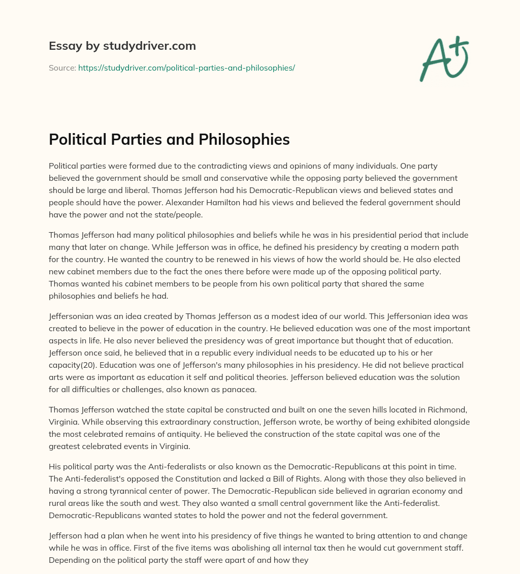 Political Parties and Philosophies essay
