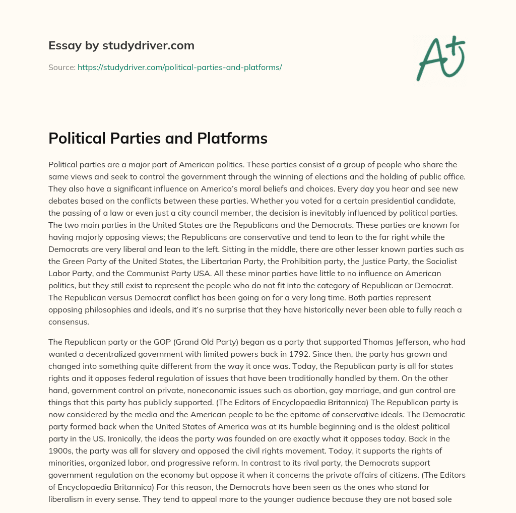 Political Parties and Platforms essay