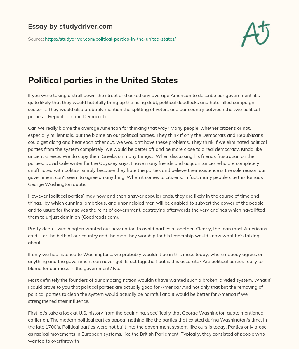 Political Parties in the United States essay
