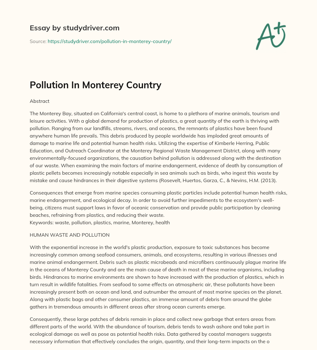 Pollution in Monterey Country essay