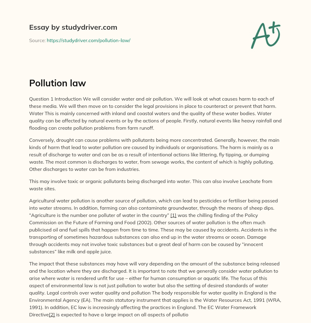 Pollution Law essay