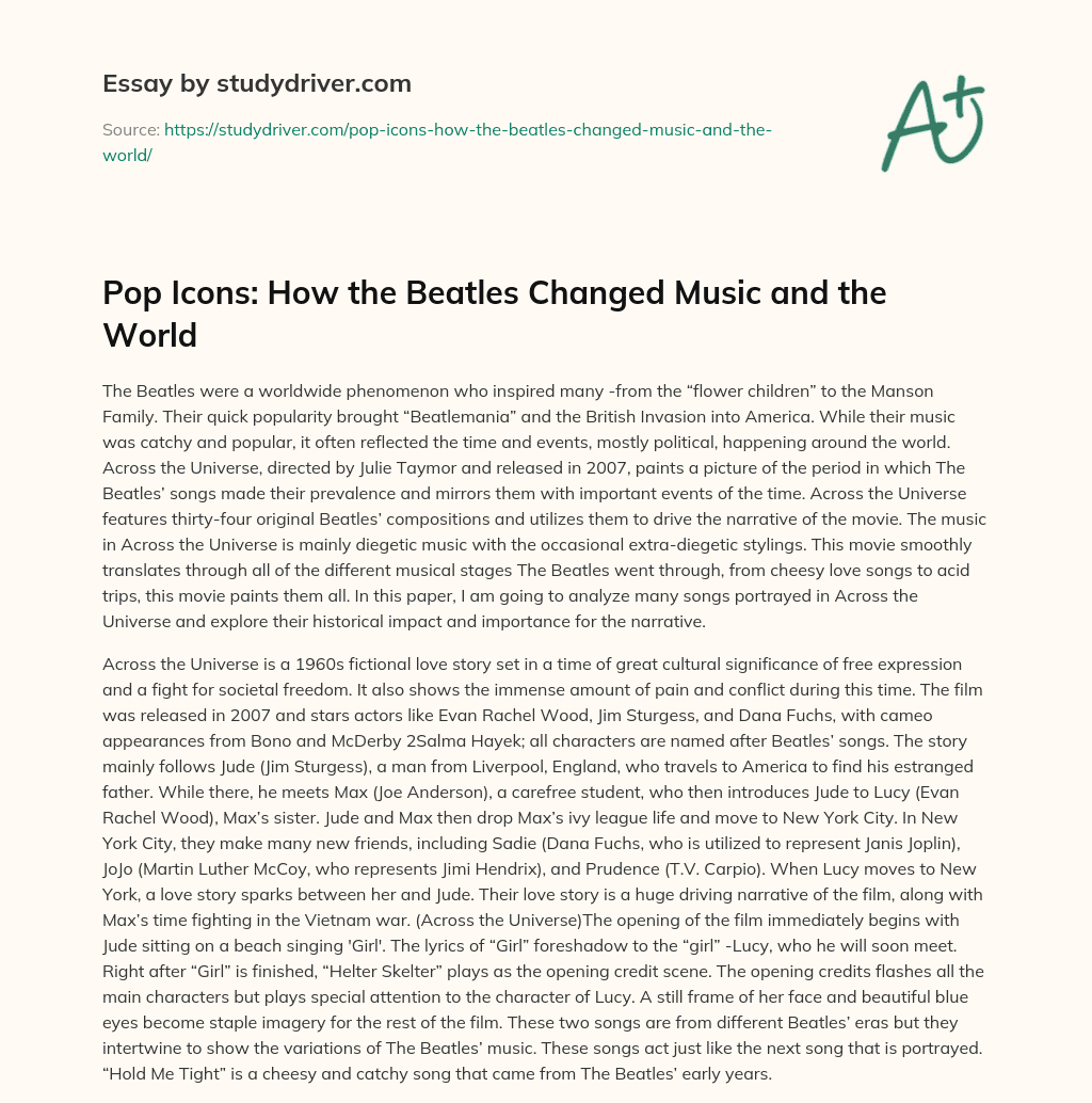 Pop Icons: how the Beatles Changed Music and the World essay