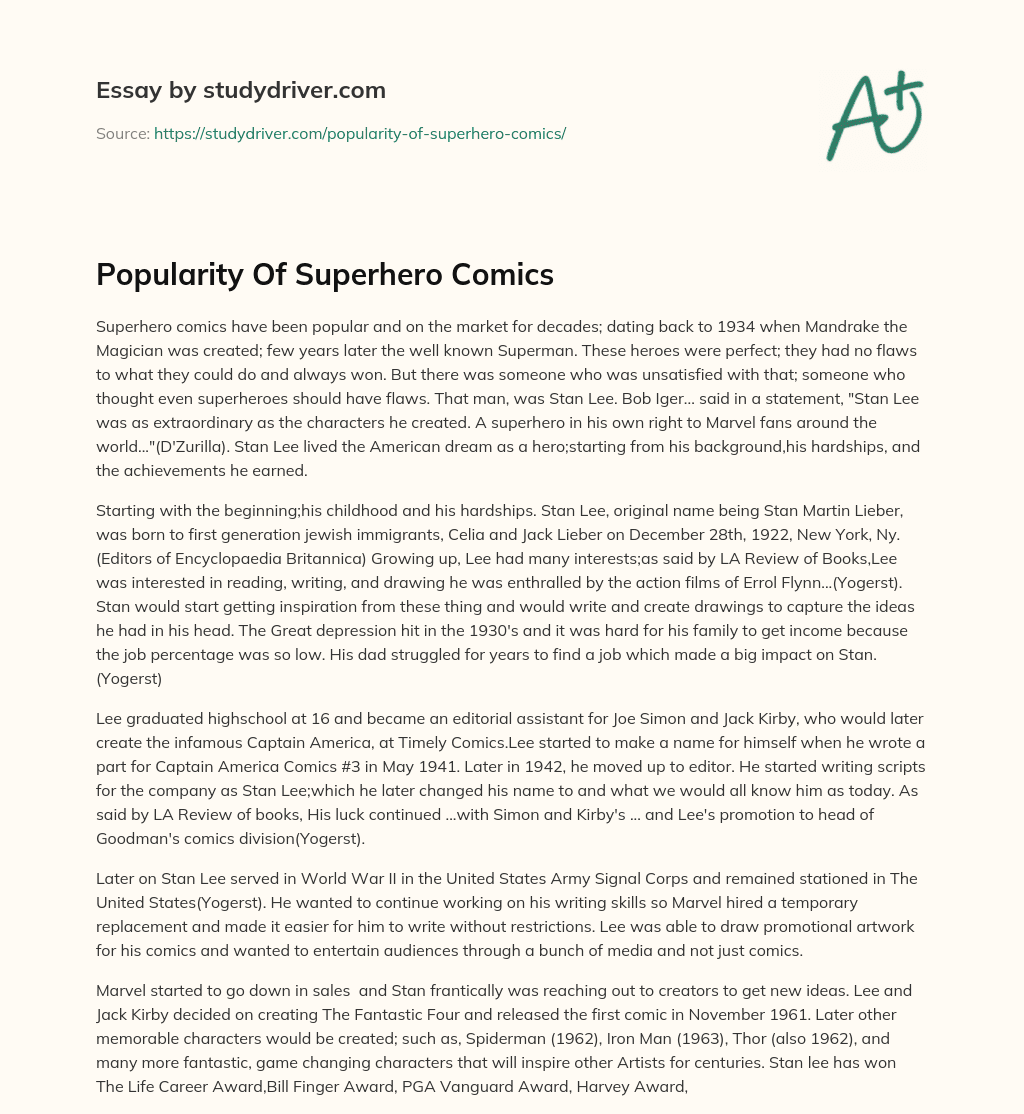Popularity of Superhero Comics essay