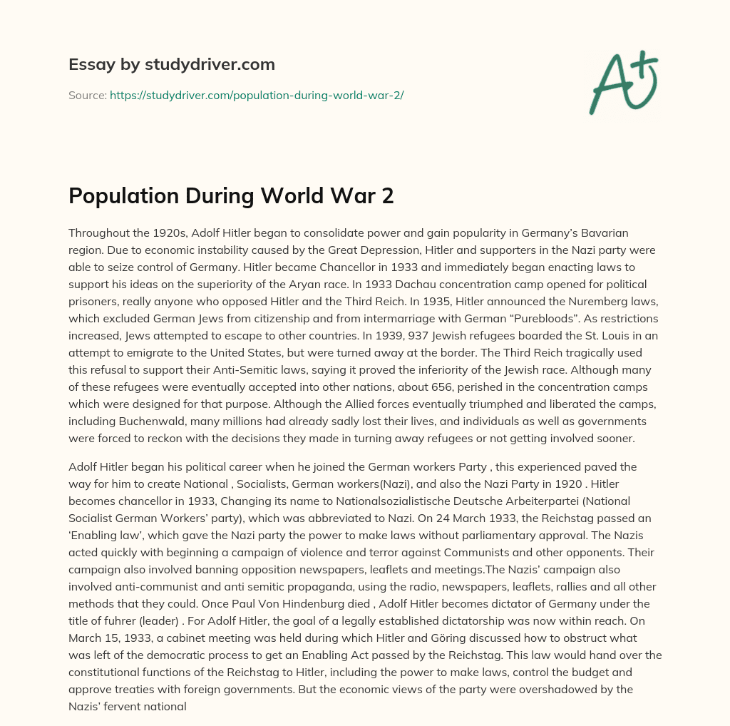 Population during World War 2 essay