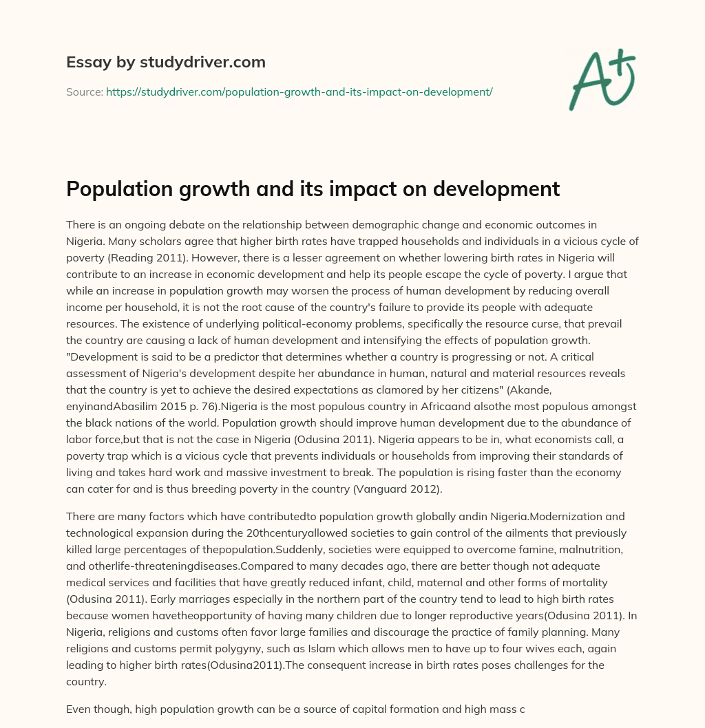 Population Growth and its Impact on Development essay