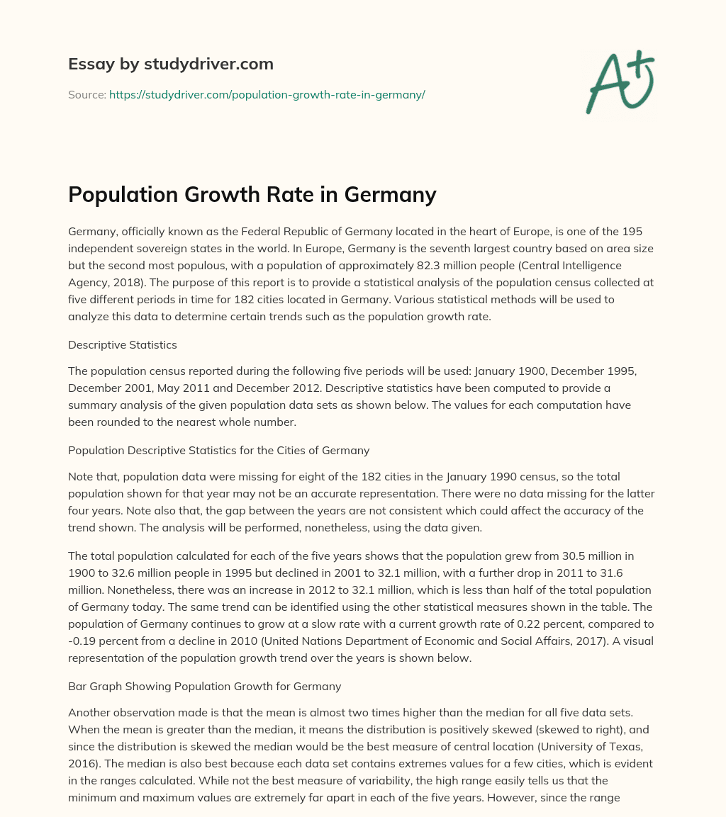 Population Growth Rate in Germany essay