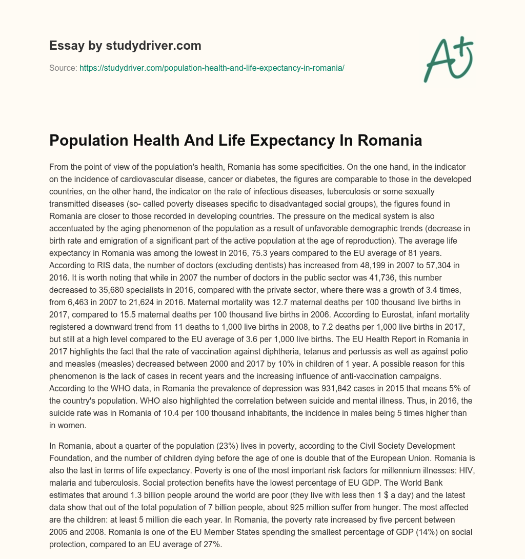 Population Health and Life Expectancy in Romania essay