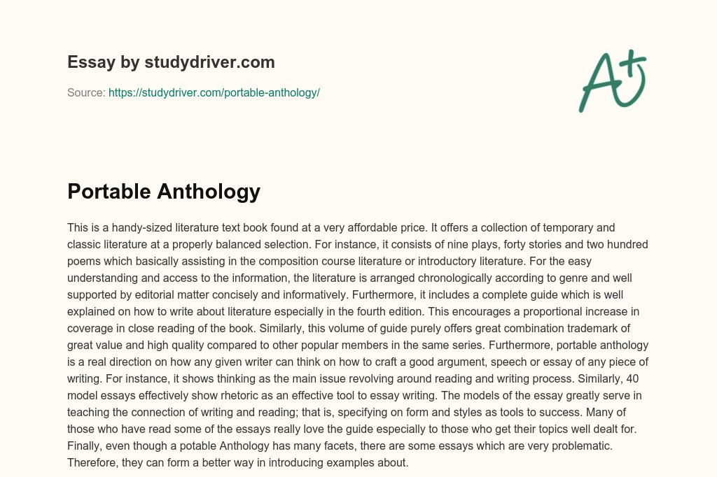 Portable Anthology essay