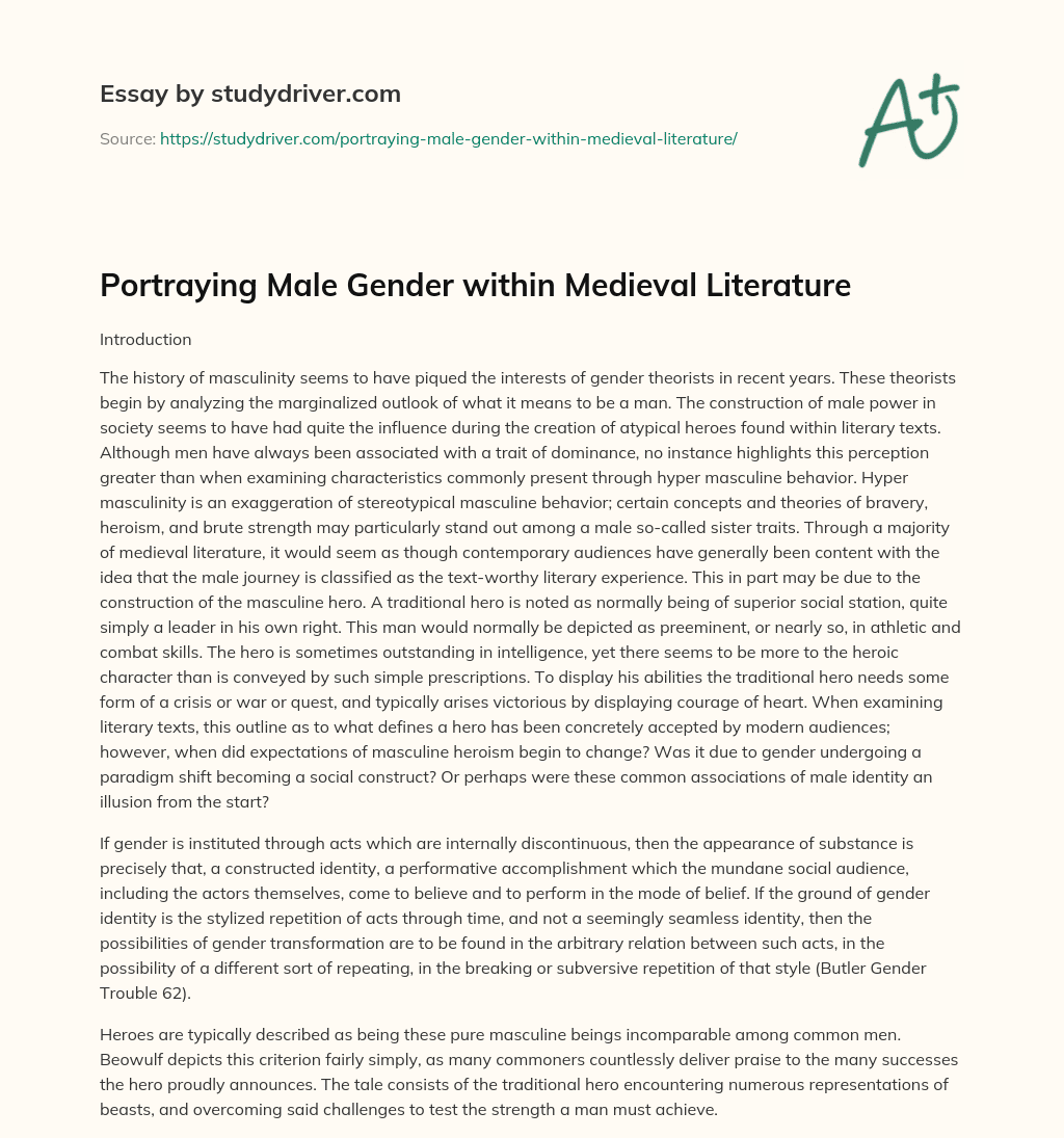 Portraying Male Gender Within Medieval Literature essay