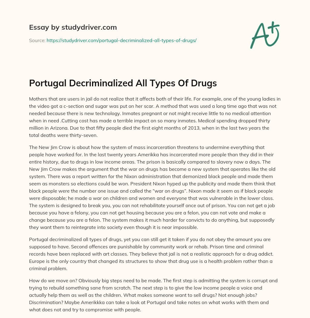 Portugal Decriminalized all Types of Drugs essay