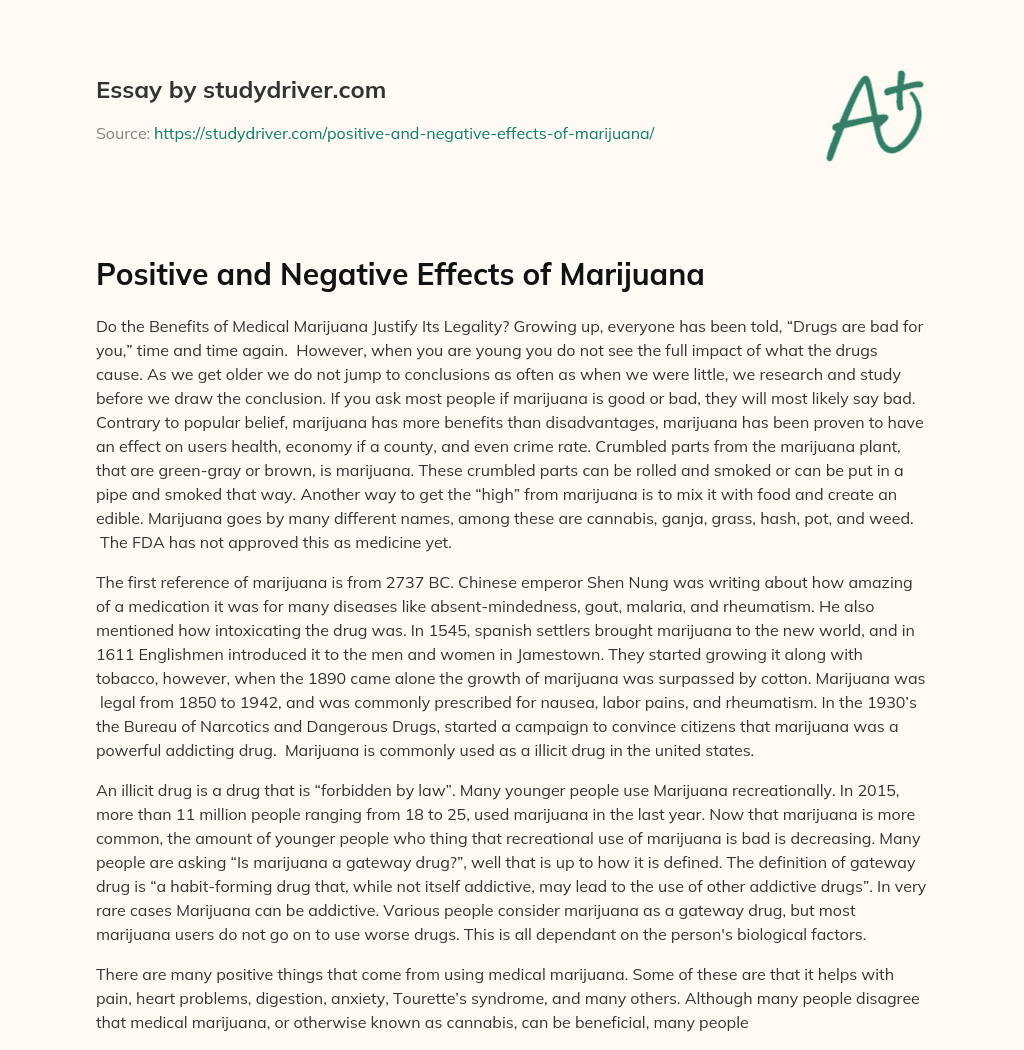 essay on effects of marijuana